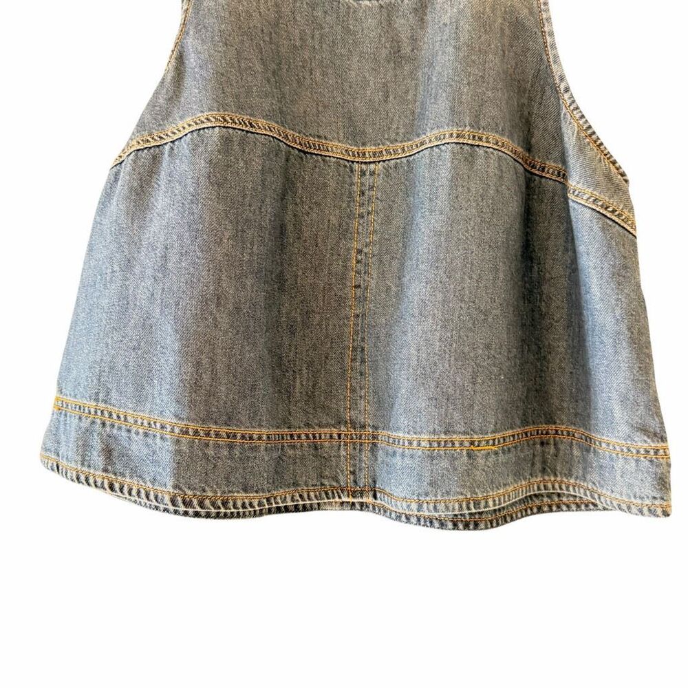 Habitual Denim Jeans Boxy Sleeveless Crop Metal Zipper Closure Crew Neck Structu - Picture 4 of 10